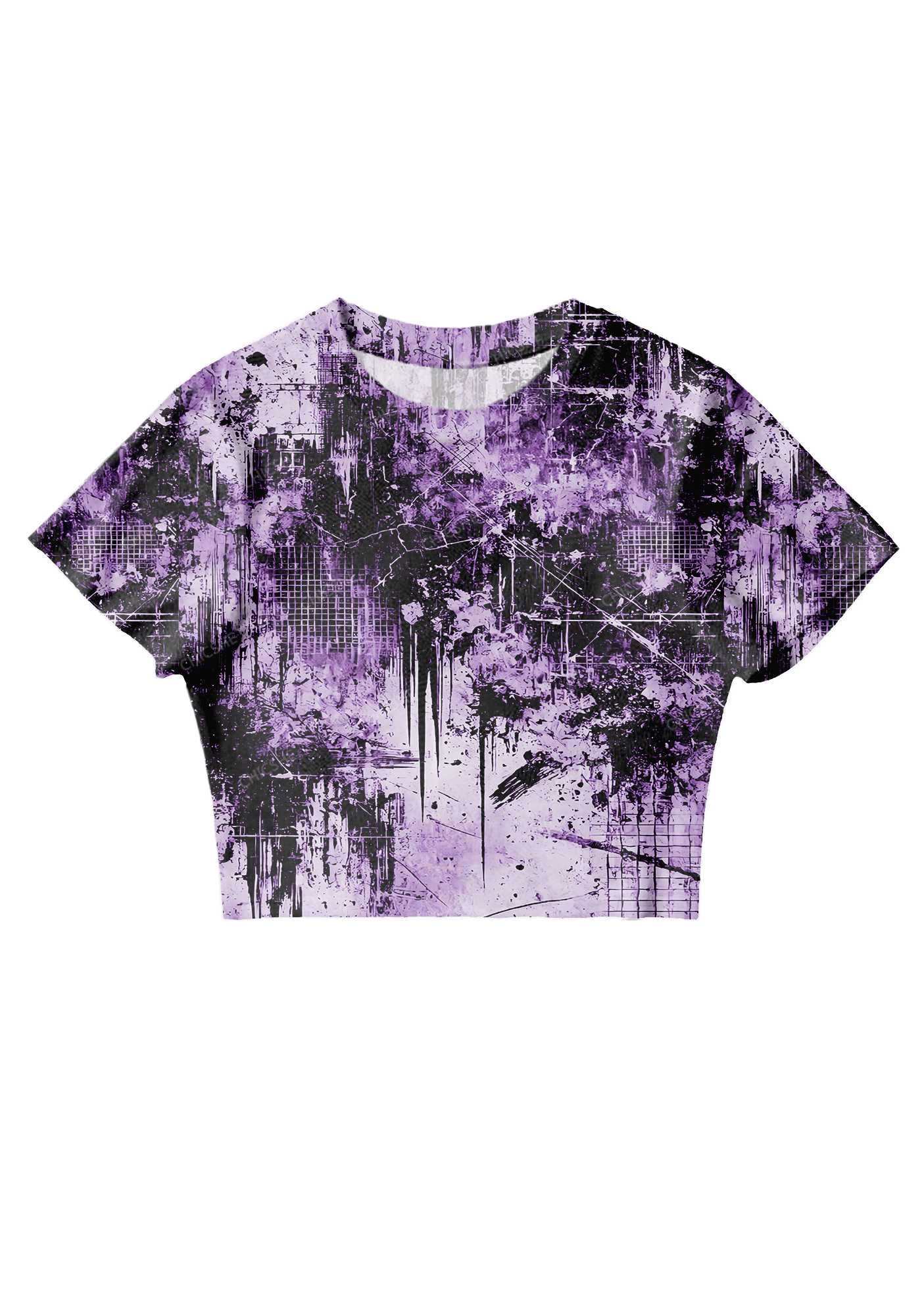 Chicshe Purple Texture Print Y2K Mesh Crop Top 