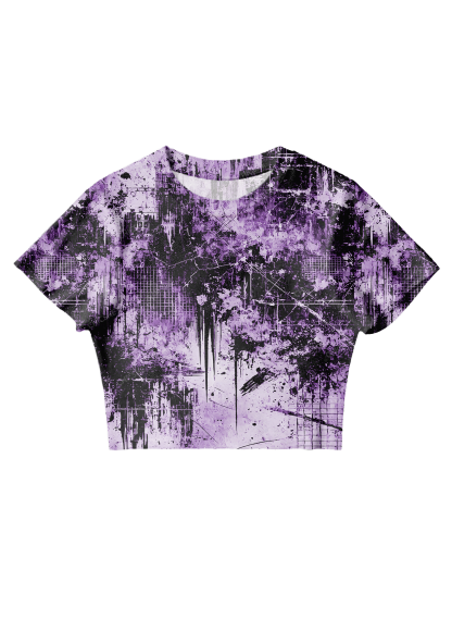 Chicshe Purple Texture Print Y2K Mesh Crop Top 