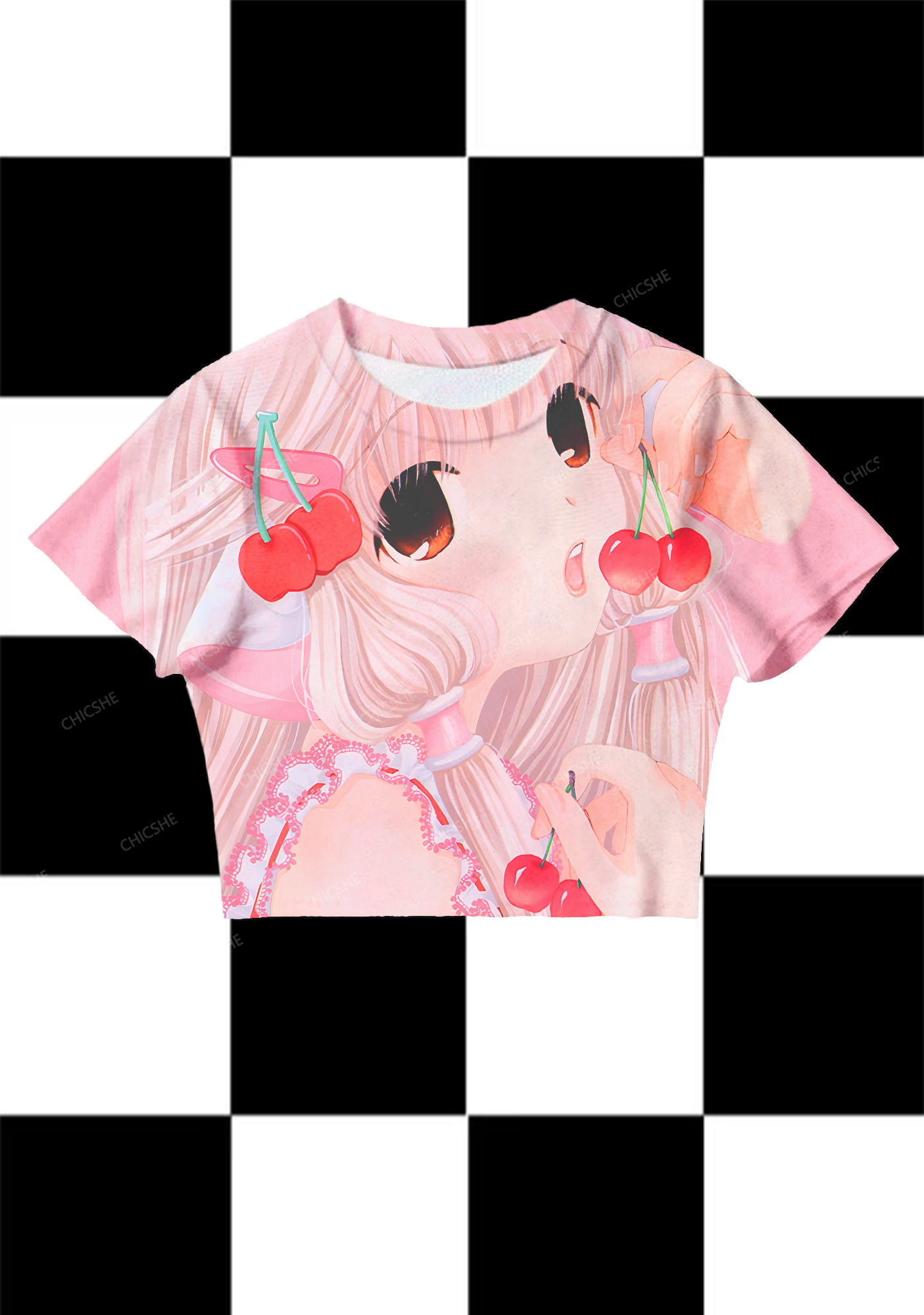 Chicshe Anime Angel Girl Y2K Mesh Crop Top 