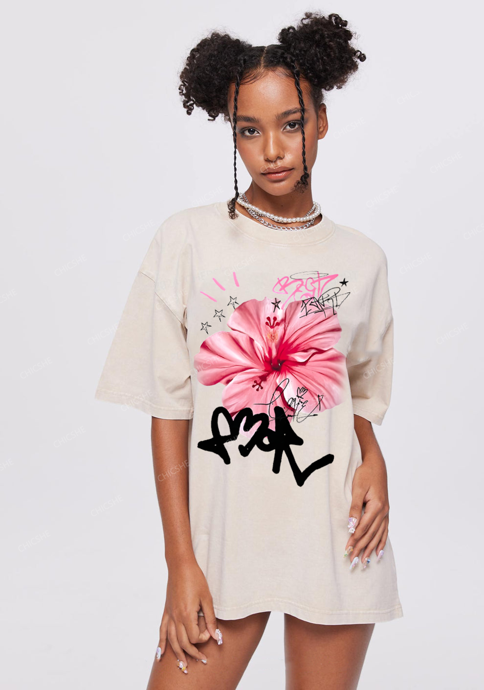 Chicshe Blooming Flowers Y2K Shirts Washed Tee