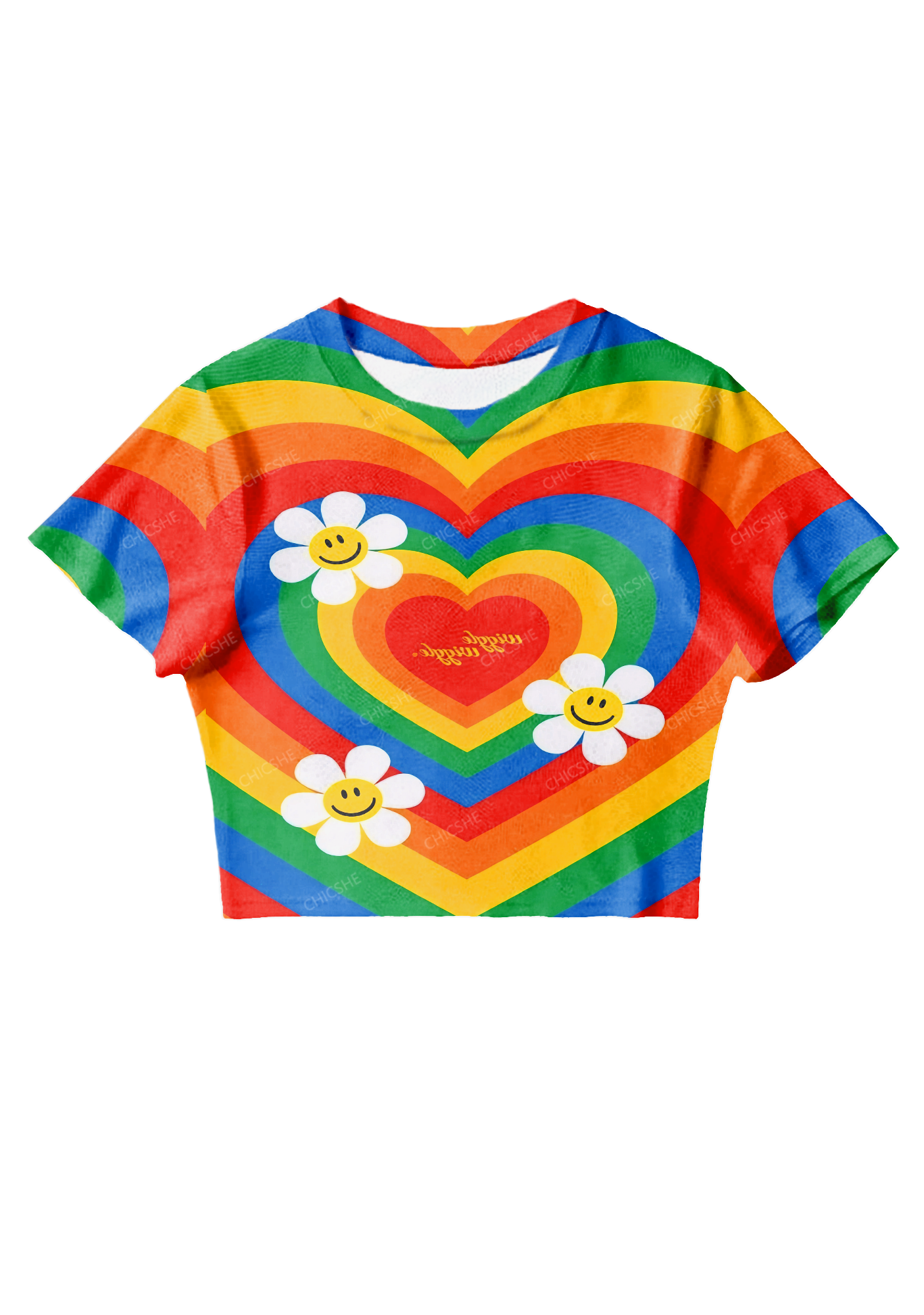 Chicshe Rainbow Love Pride Y2K Mesh Crop Top