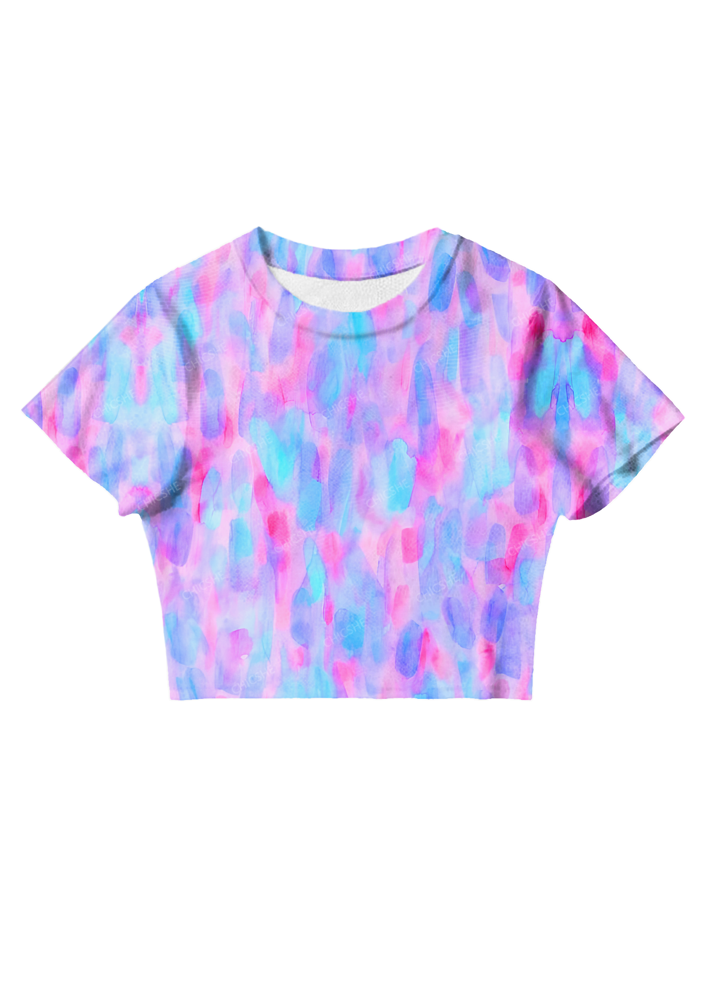 Chicshe Romantic Abstract Art Y2K Mesh Crop Top