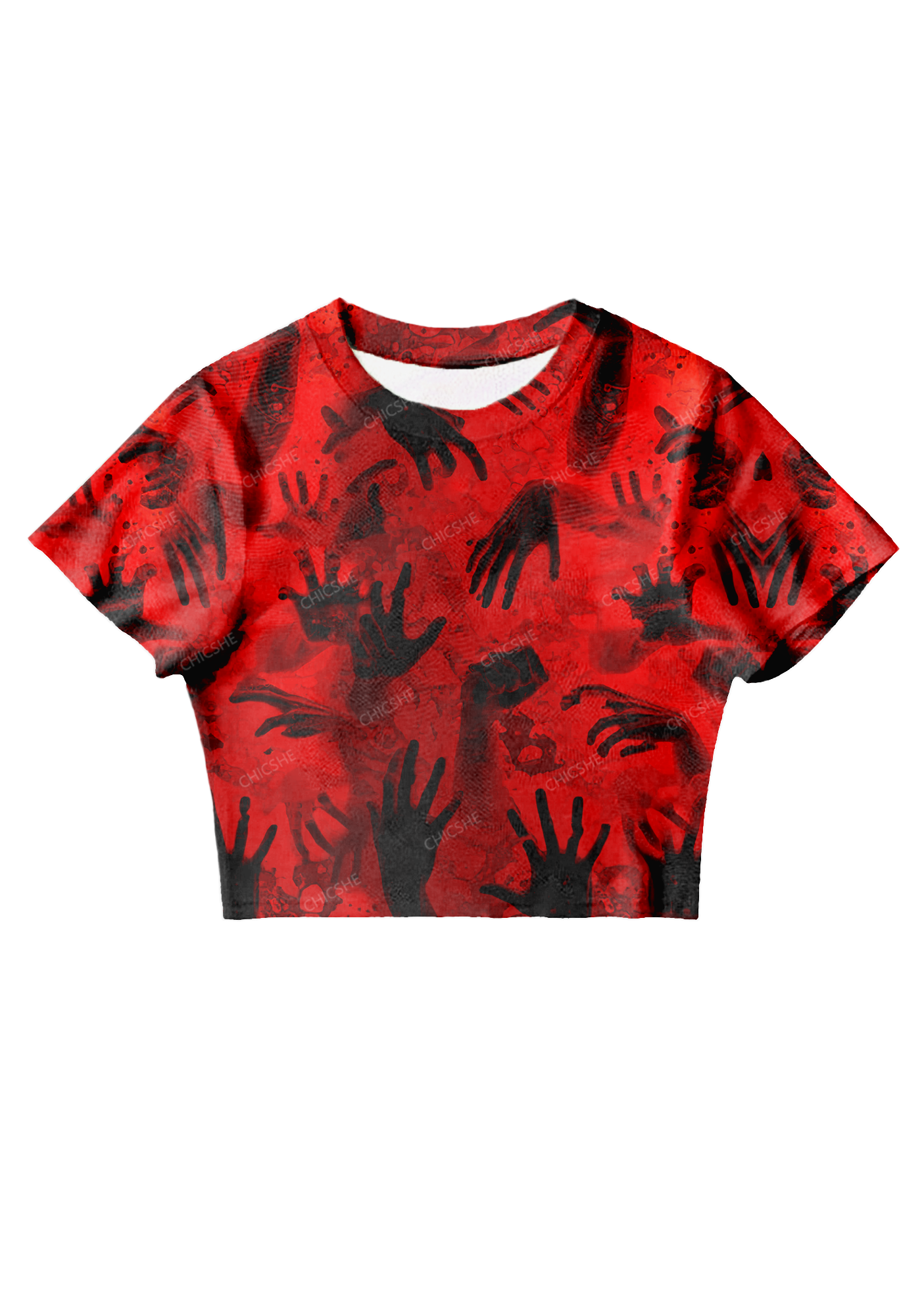 Halloween Scary Hands Y2K Mesh Crop Top Chicshe