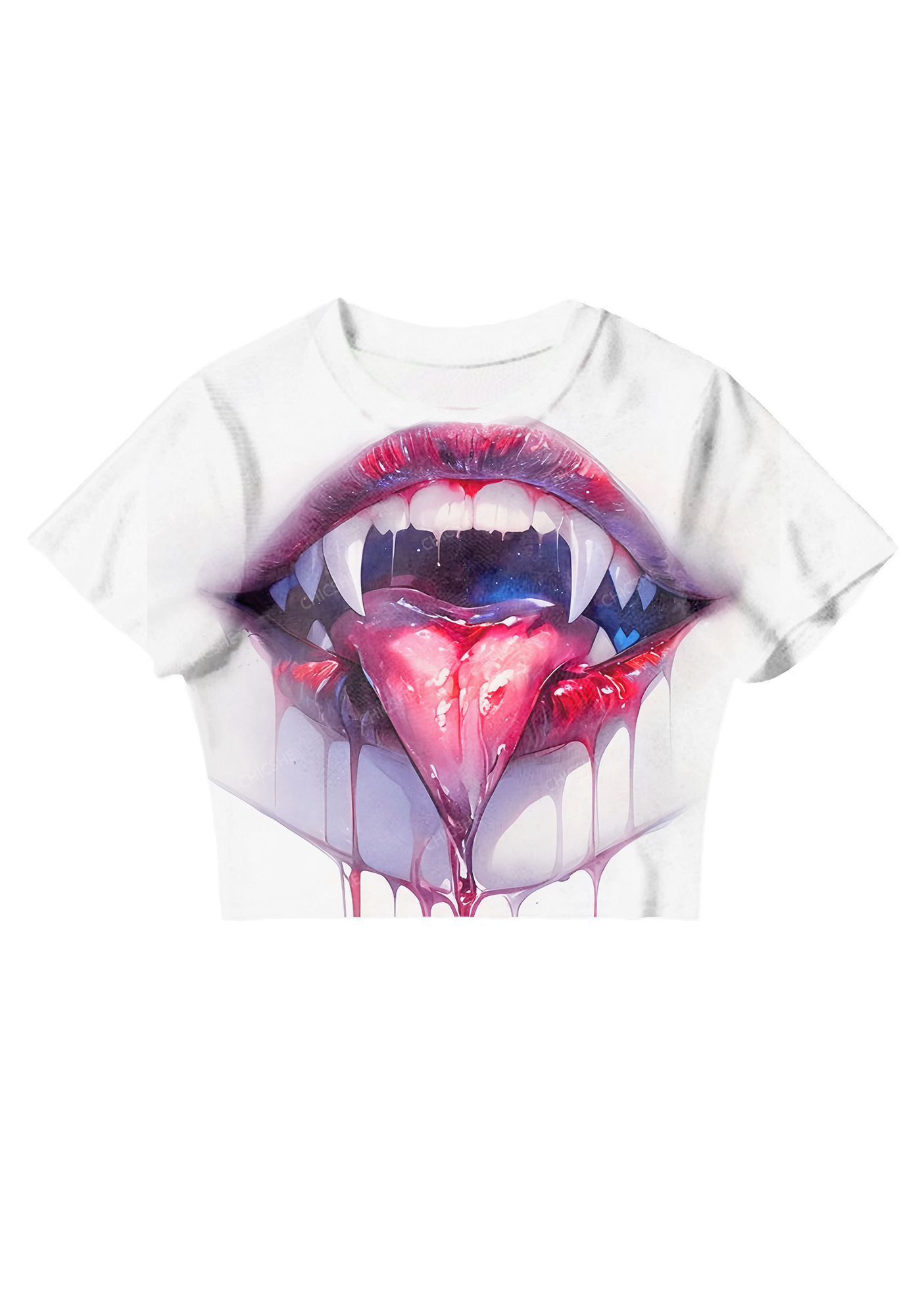 Chicshe Halloween Vampire's Bloody Lips Y2K Mesh Crop Top 
