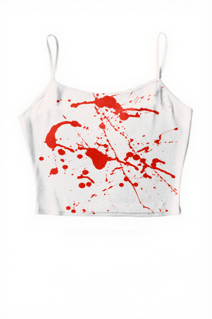 Halloween Bloody Y2K Print Mesh Cami Tank Chicshe 