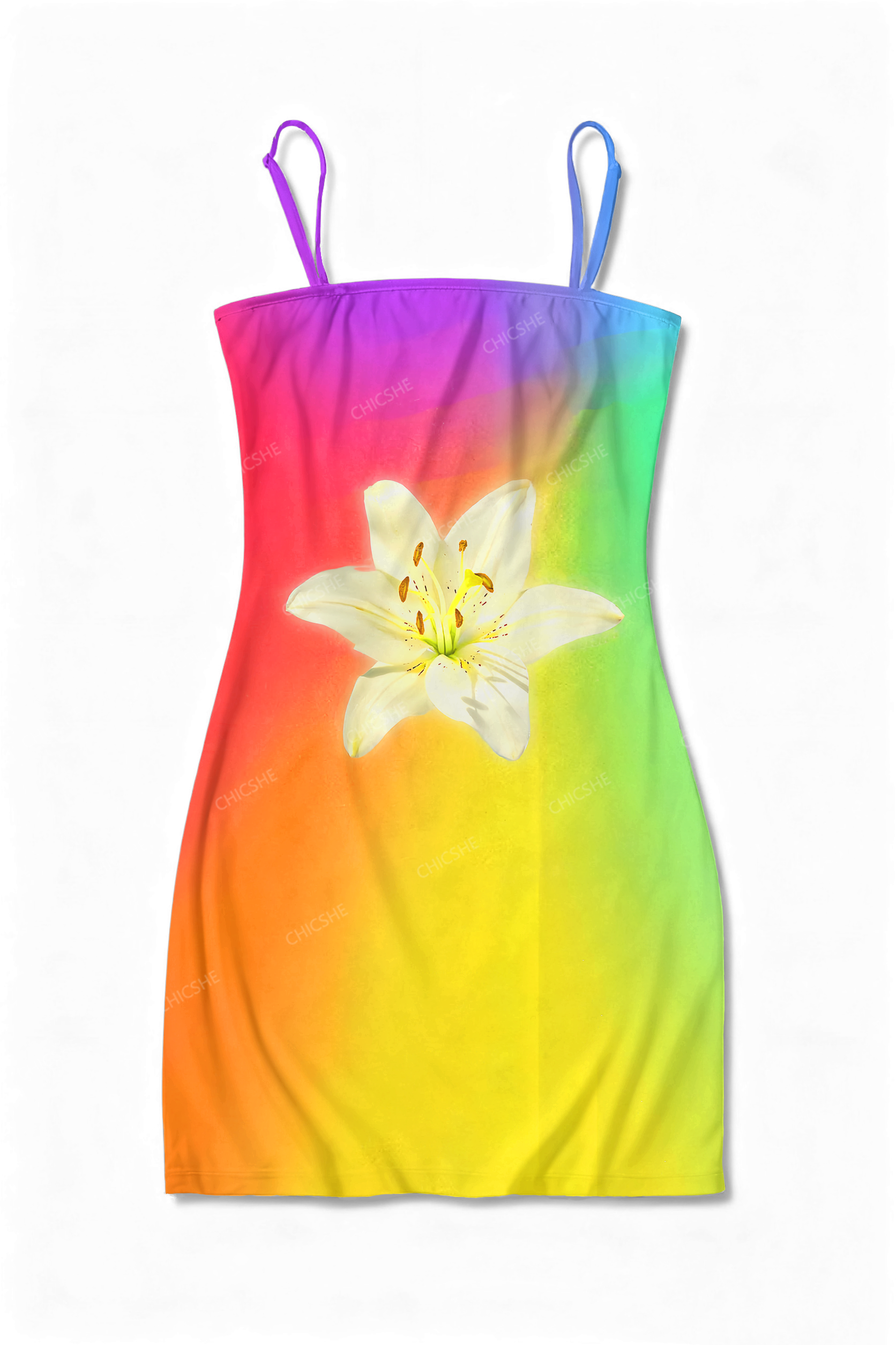 Color Lily Pride Y2K Print Slip Dress Chicshe