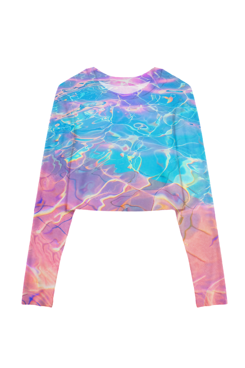 Chicshe Sea ​​Water In The Sun Y2K Mesh Long Sleeve Crop Top