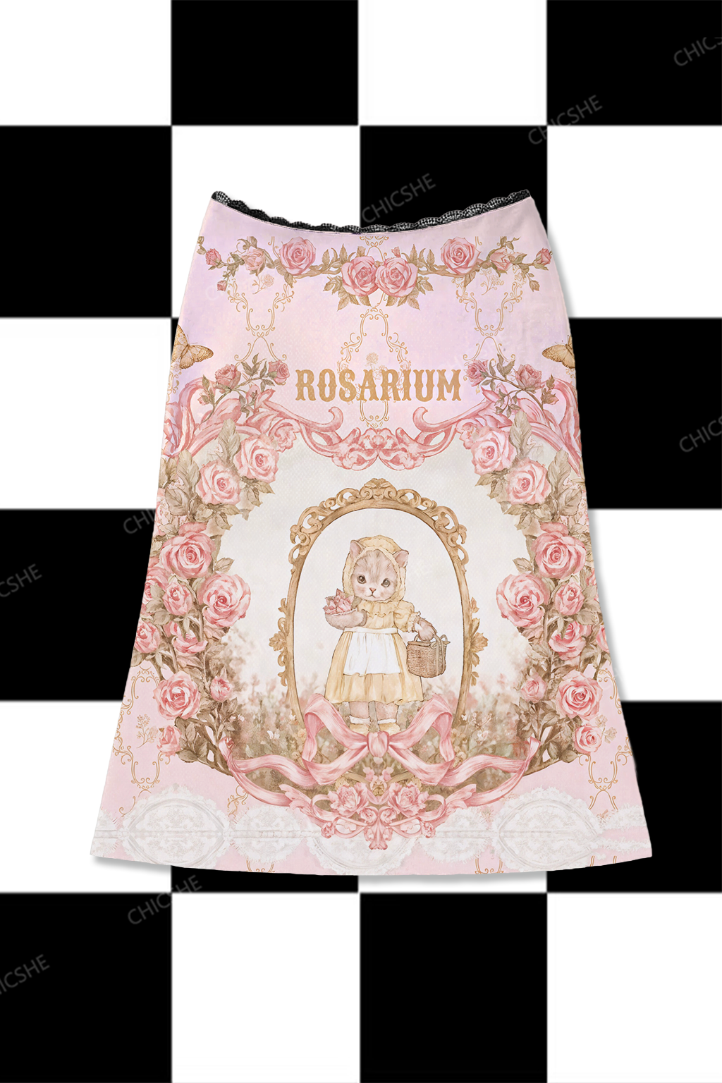Chicshe Rosarium Y2K Print Midi Skirt 