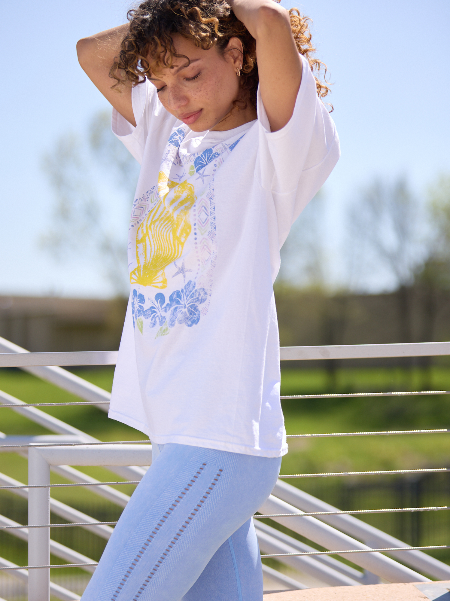 Seashell Oversized Tee Flower Beach T-Shirt