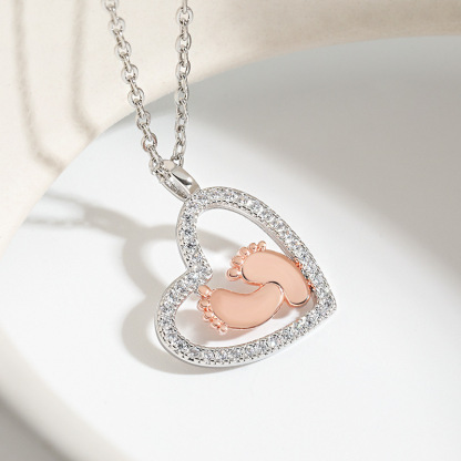 Baby Footprints Heart Footprint Necklace