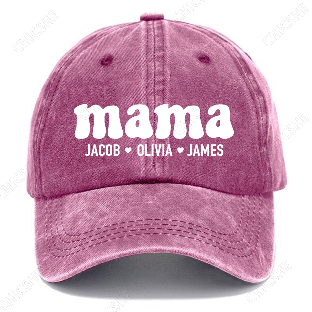 Custom Mama Vintage Casual Washed Cap