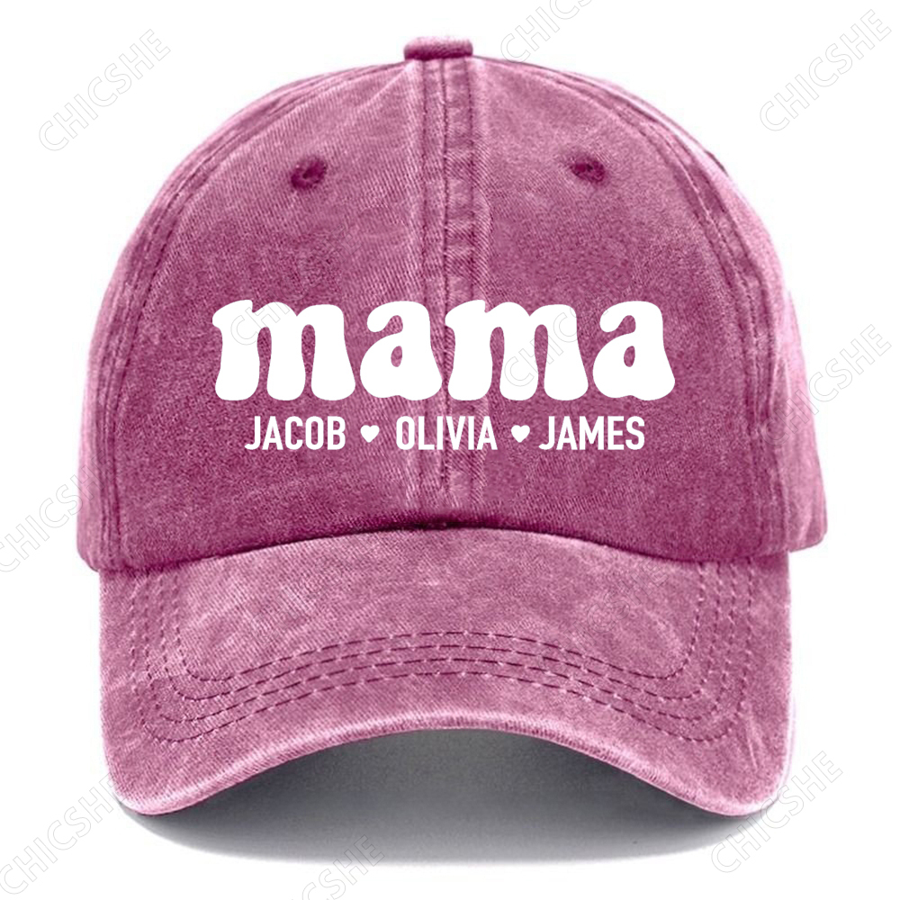 Custom Mama Vintage Casual Washed Cap