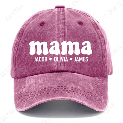 Custom Mama Vintage Casual Washed Cap