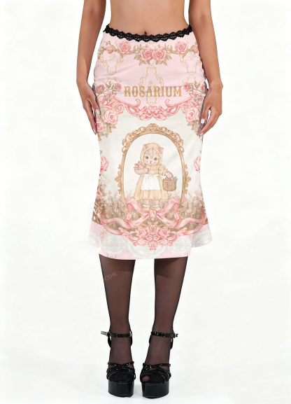 Chicshe Rosarium Y2K Print Midi Skirt 
