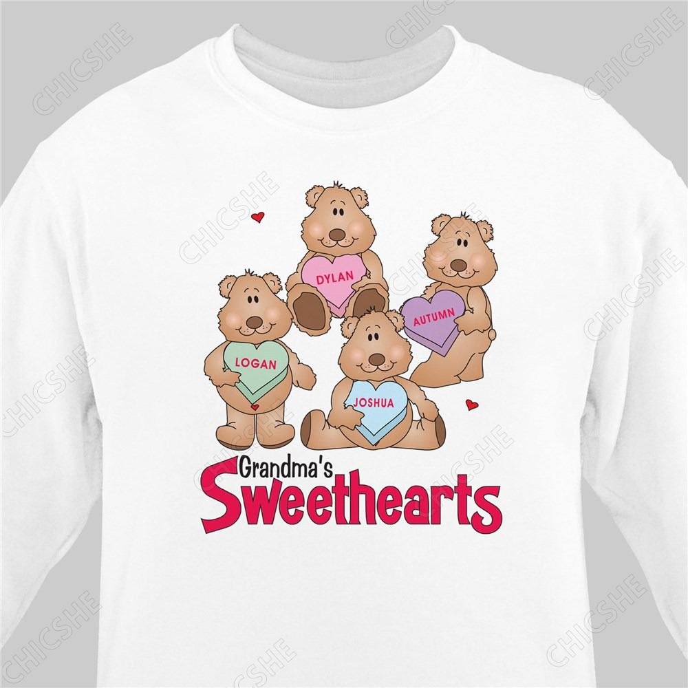 Cuustom Candy Sweetheart Bears Valentine Sweatshirt Grandma Sweatshirt