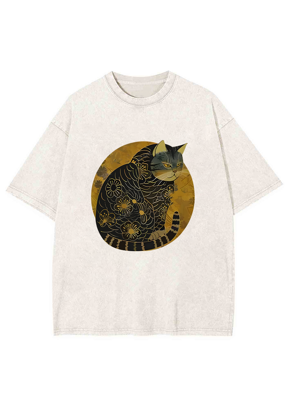 Chicshe Tokyo-Tiger Japanese Retro Cat Shirts Washed Tee
