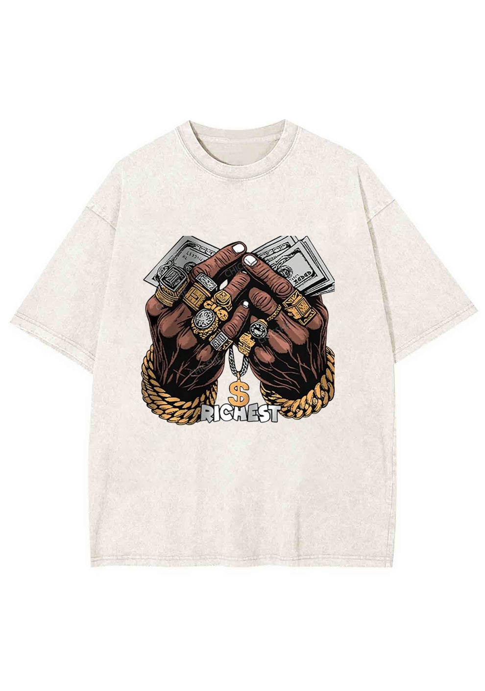 Chicshe Richest Print Y2K Shirts Washed Tee