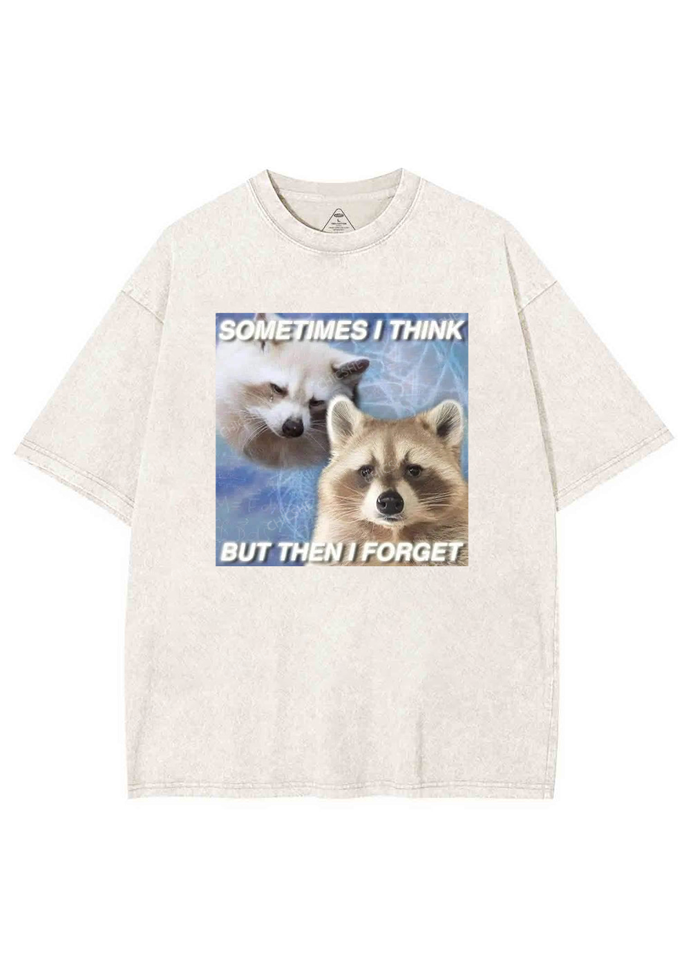 Raccoon Sometimes Think Y2K Washed Tee Chicshe