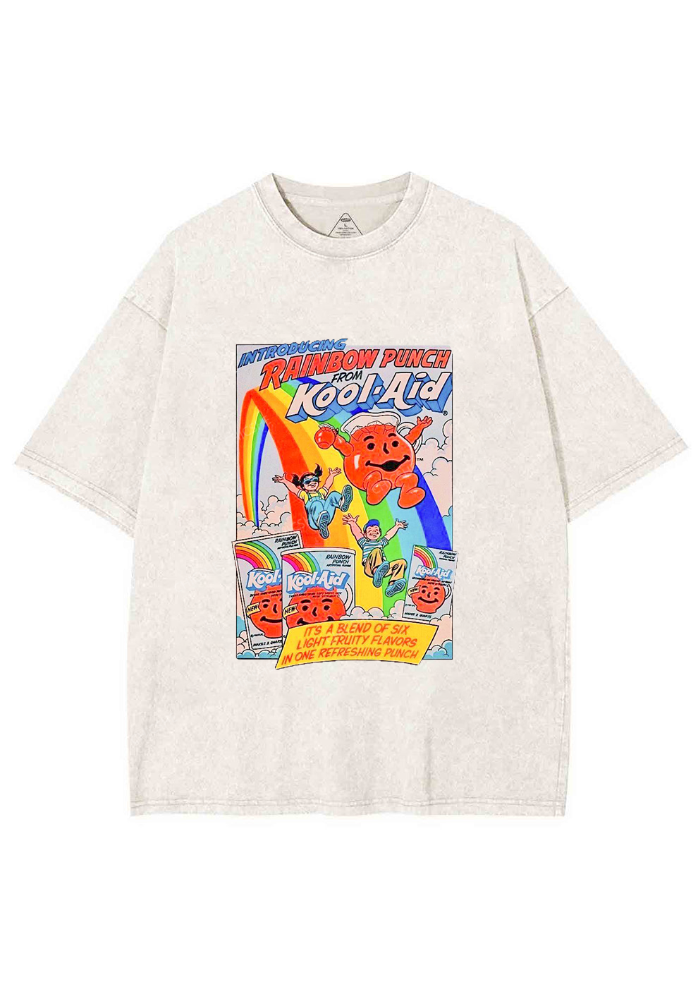 Rainbow Punch Y2K Washed Tee Chicshe