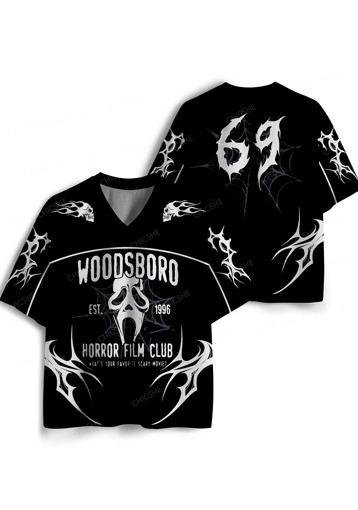 Custom Halloween Horror Film Club Y2K Sport Jersey Shirts Chicshe
