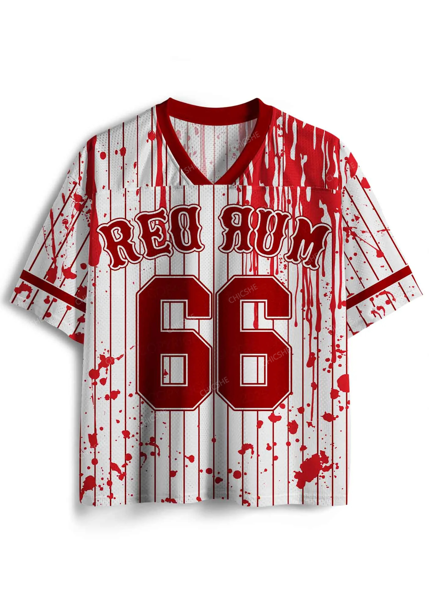 Halloween Custom Red Rum Blood Y2K Sport Jersey Shirts Chicshe