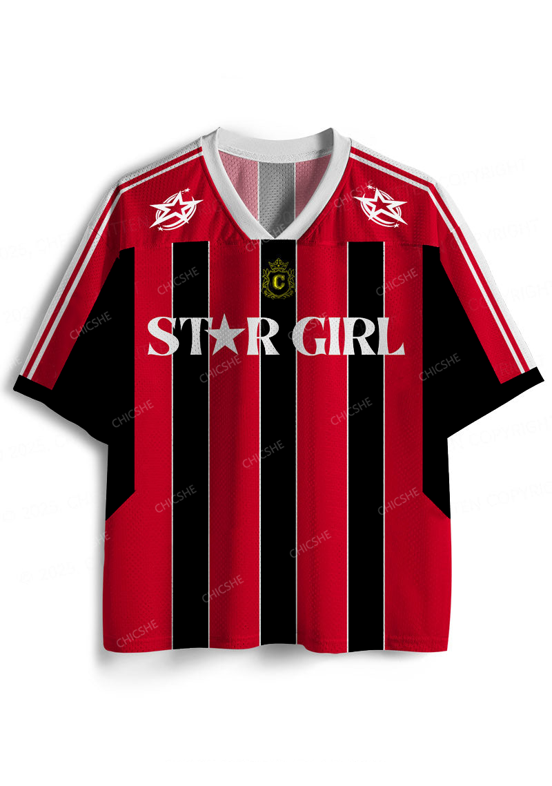 Custom Red Star Girl Y2K Sport Jersey Shirts Cherrykitten