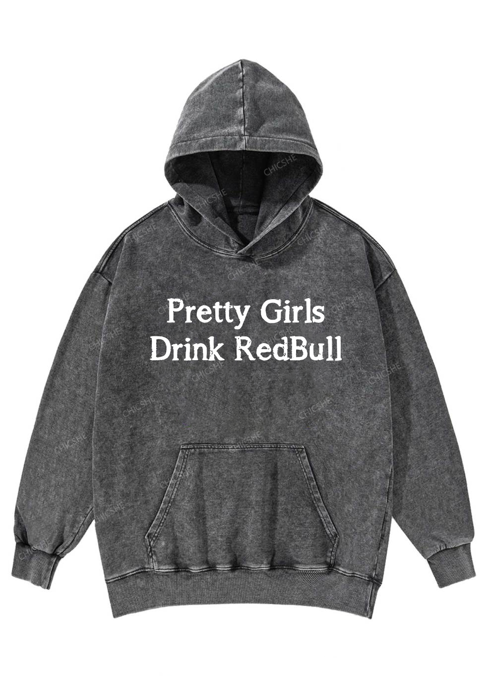 Pretty Girls Drink Redbull Y2K Washed Hoodie Chicshe