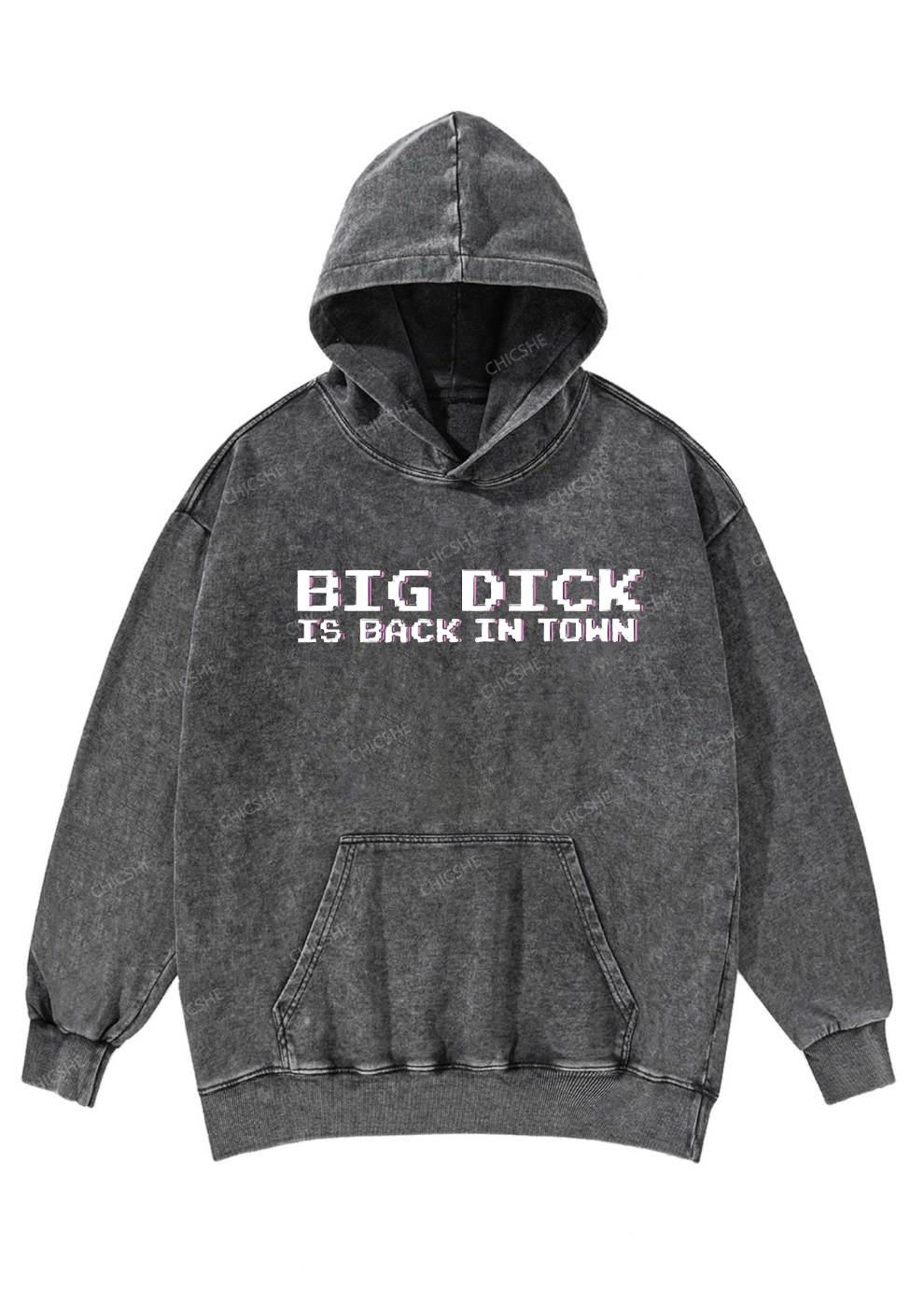 Big Is Back In Town Y2K Washed Hoodie Chicshe