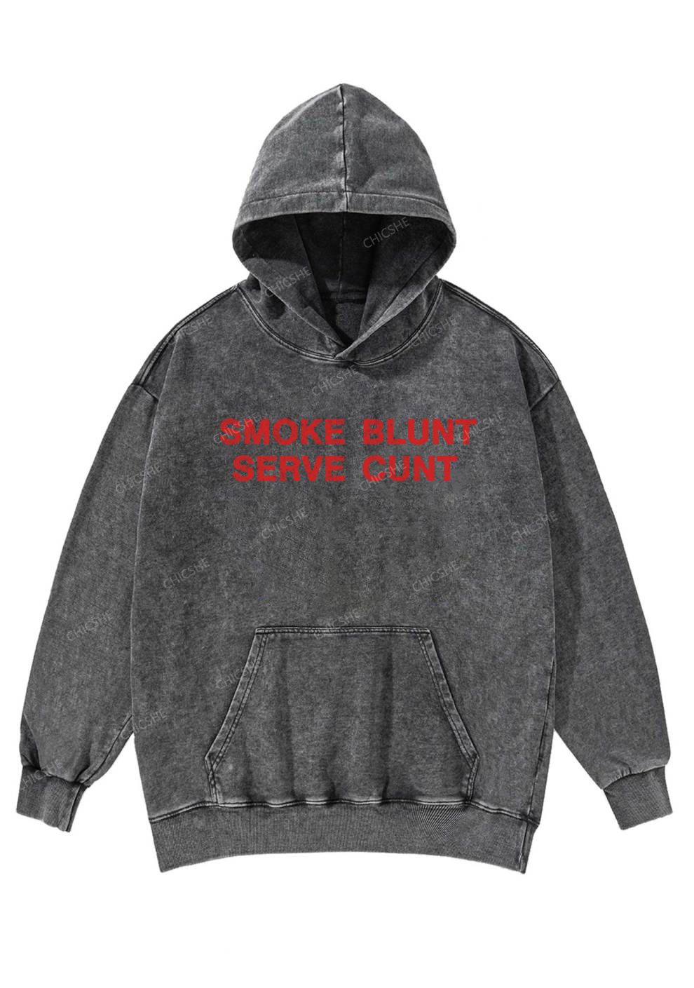 Smoke Blunt Y2K Washed Hoodie Chicshe