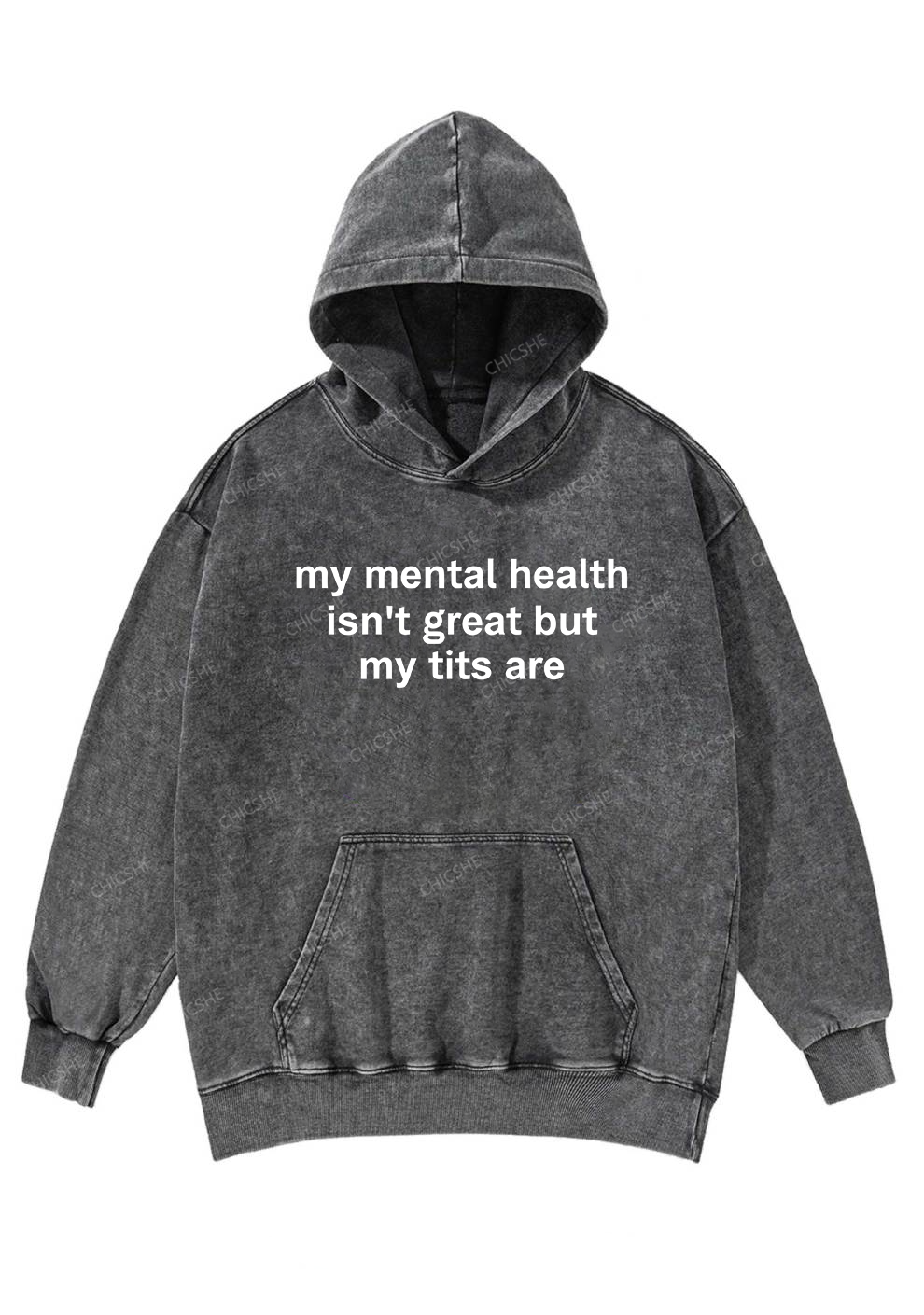 My Mental Health Isn't Great Y2K Washed Hoodie Chicshe