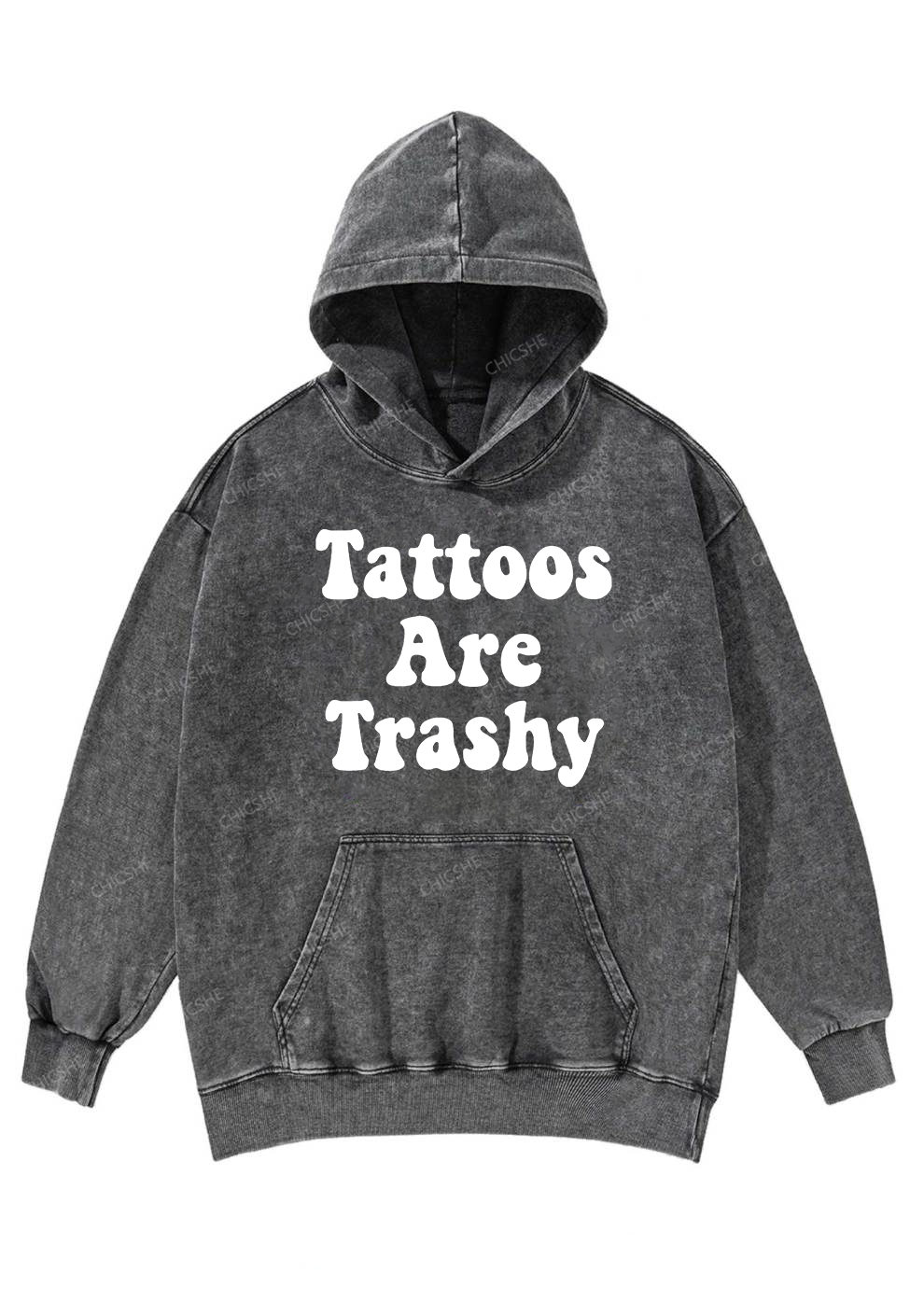 Tattoos Are Trashy Y2K Washed Hoodie Cherrykitten