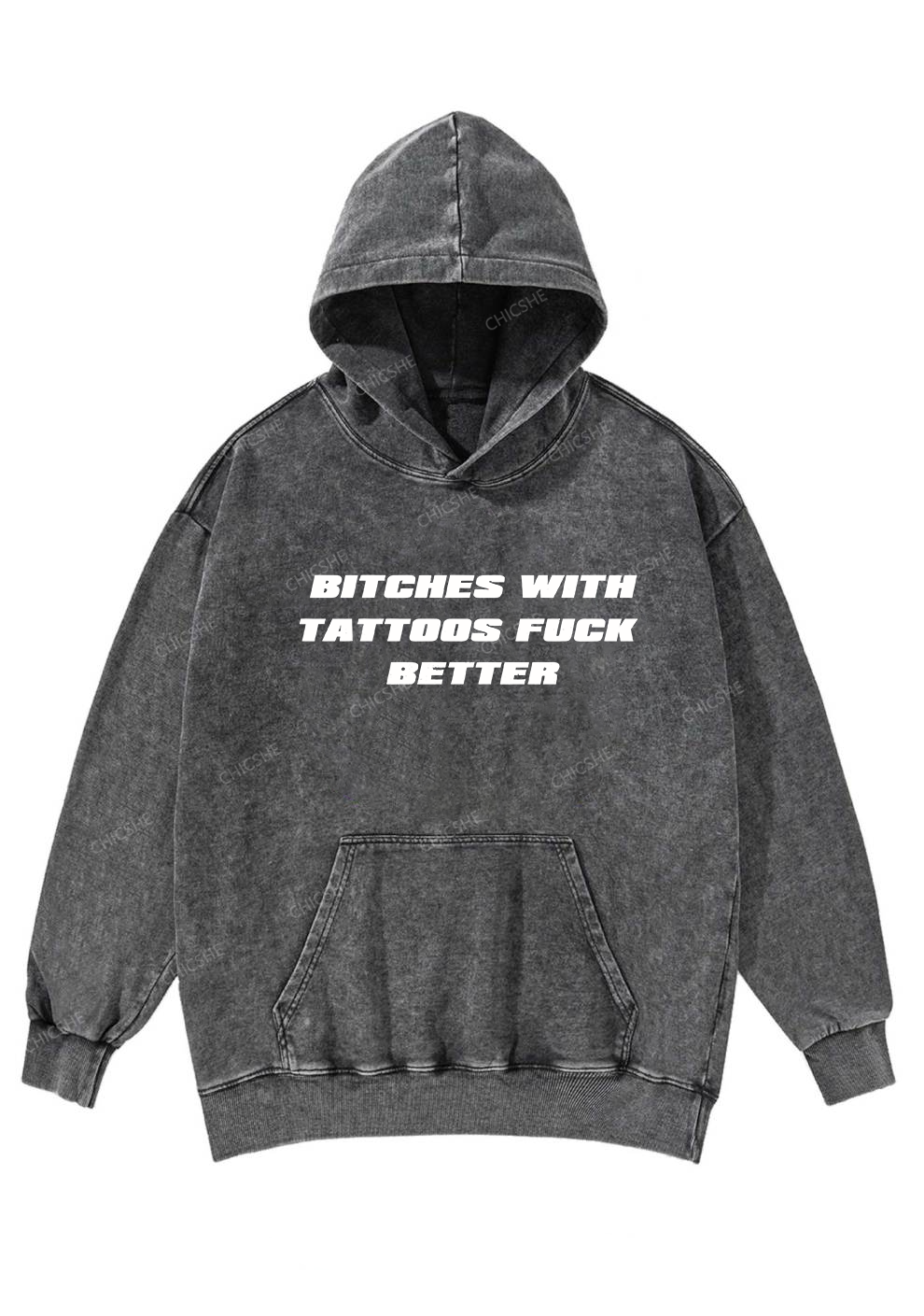 Bxxches With Tattoos Fxxk Better Y2K Washed Hoodie Cherrykitten