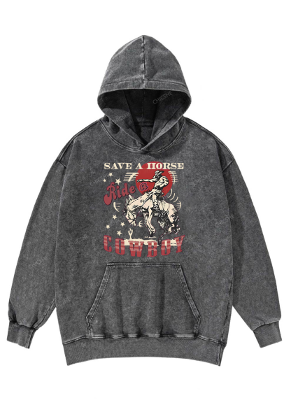 Ride A Cowboy Y2K Washed Hoodie Chicshe