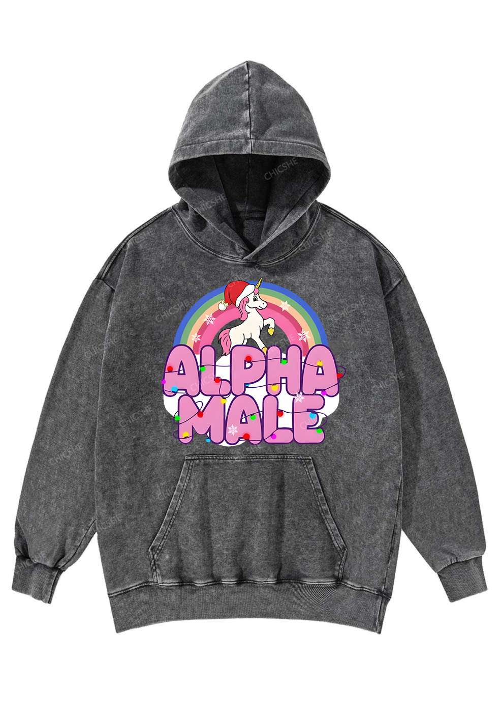 Christmas Alpha Male Y2K Washed Hoodie Chicshe