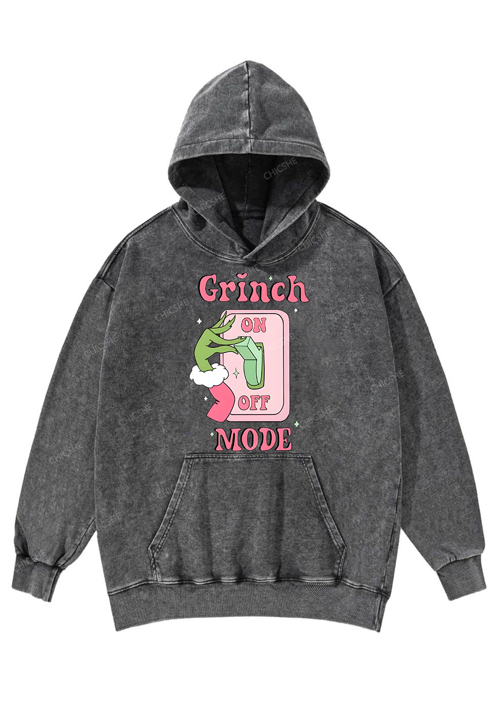 Christmas On Off Mode Y2K Washed Hoodie Cherrykitten