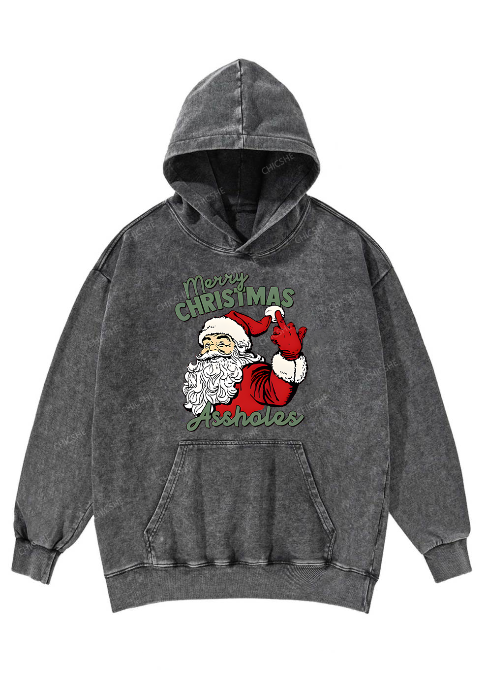 Merry Christmas Y2K Washed Hoodie Chicshe