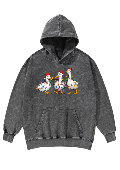 Christmas Santa Duck Y2K Washed Hoodie Chicshe