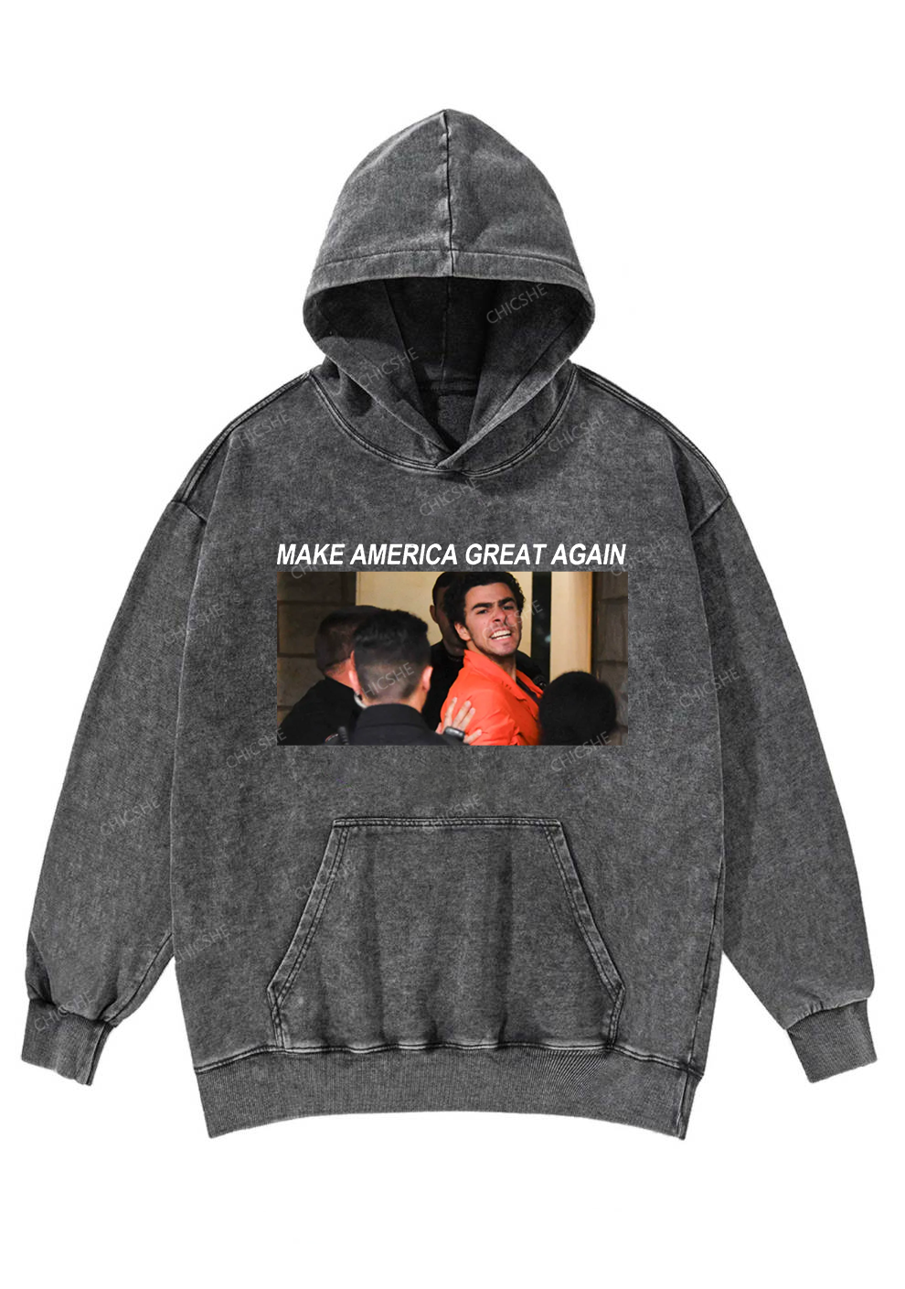 Luigi Yelling Y2K Washed Hoodie Chicshe