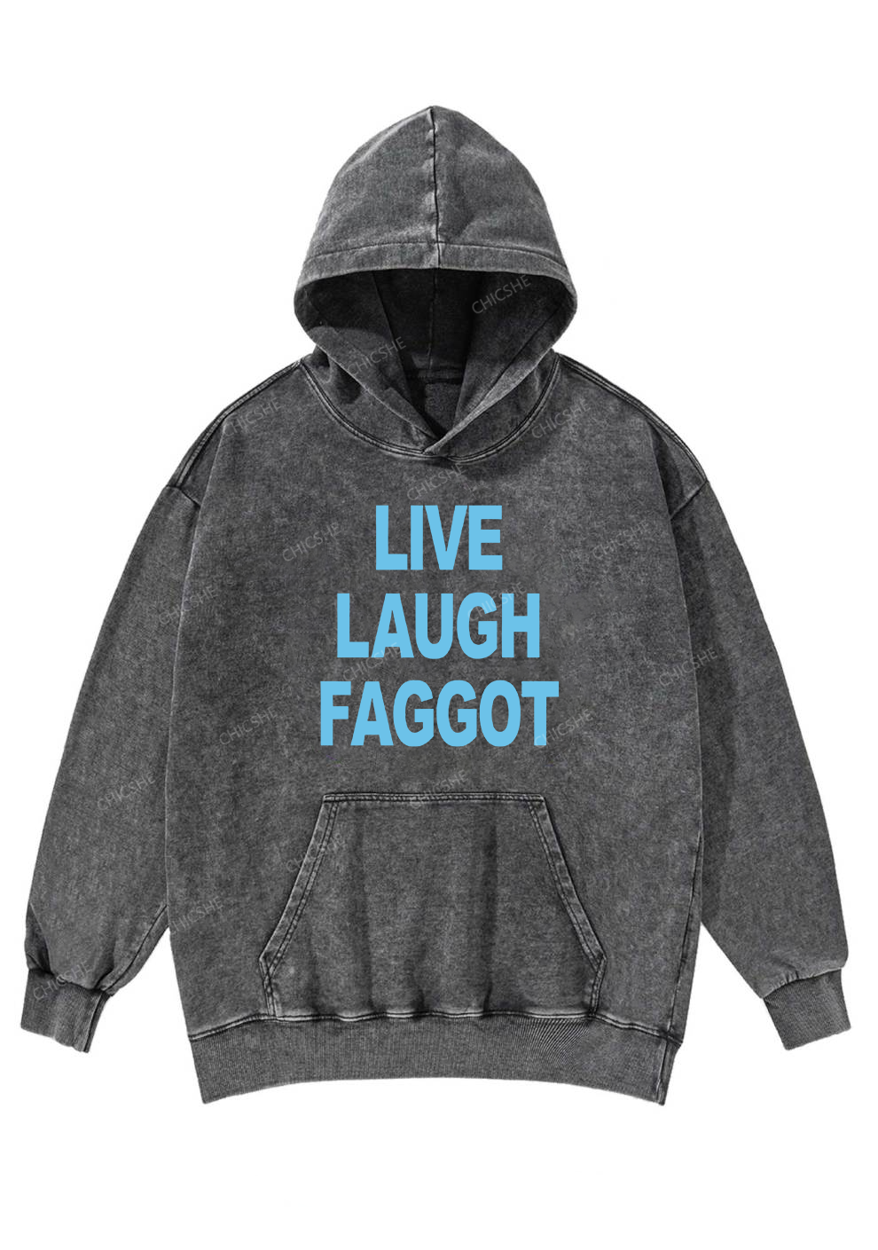 Live Laugh Faggot Pride Y2K Washed Hoodie Chicshe