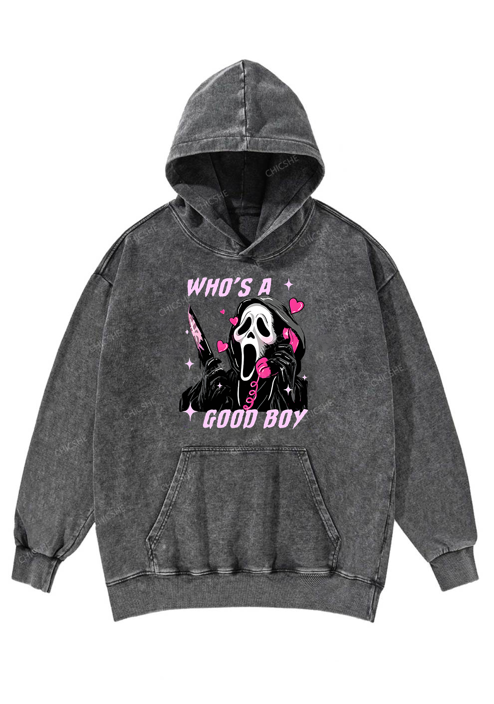 Who Is A Good Boy? Y2K Washed Hoodie Chicshe