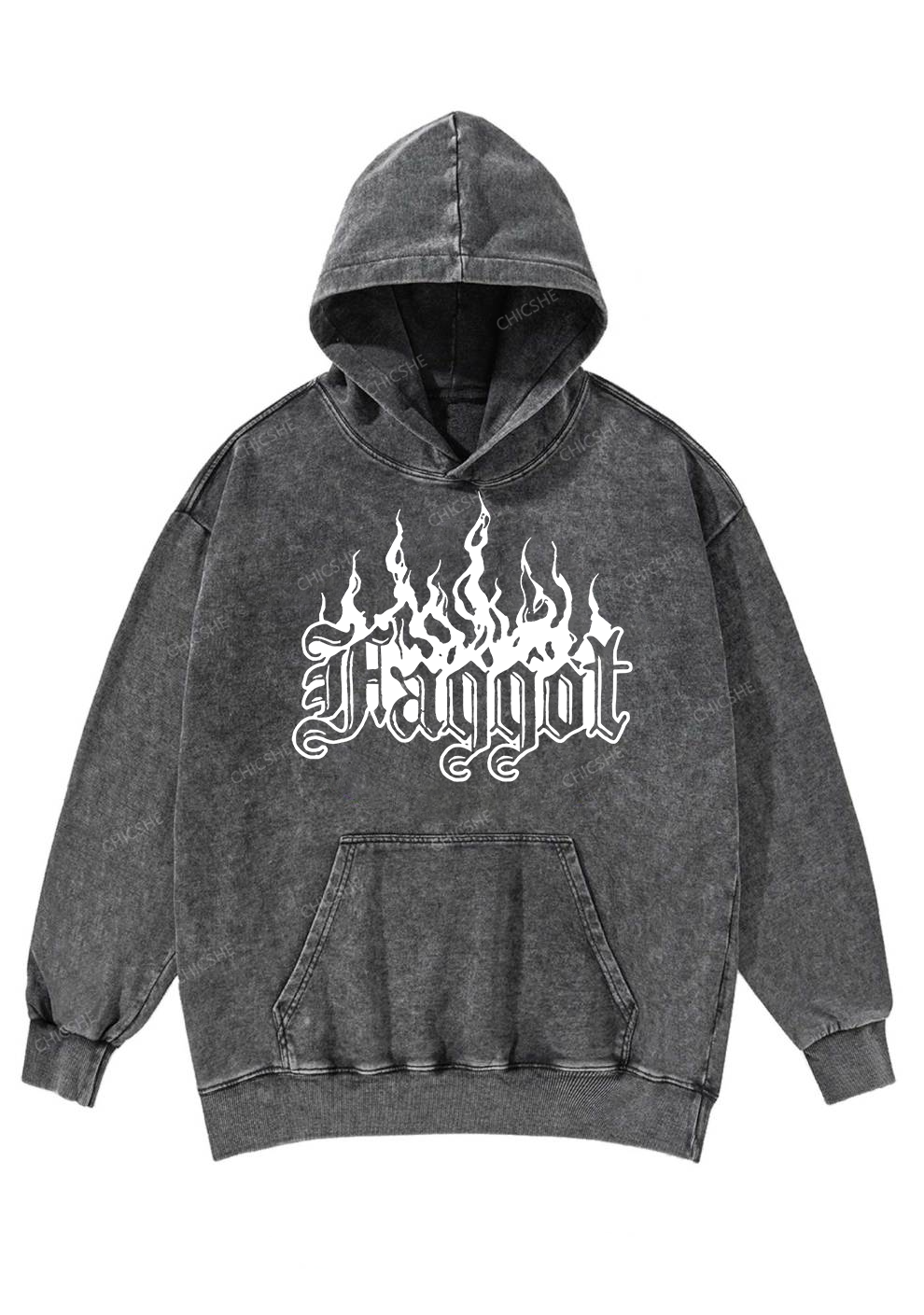 Halloween Goth Faggot Pride  Y2K Washed Hoodie Chicshe