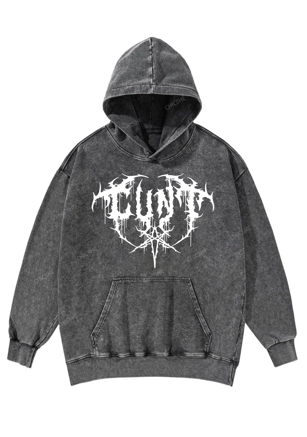 Halloween Punk Cxxt Y2K Washed Hoodie Chicshe