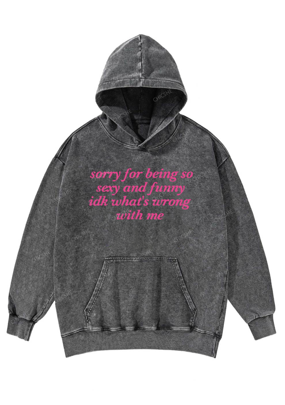 Sorry For Being So Funny Y2K Washed Hoodie Chicshe