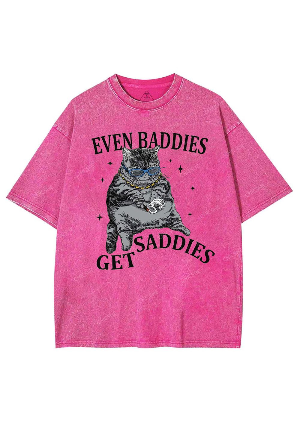 Even Baddies Get Saddies Y2K Washed Tee Chicshe