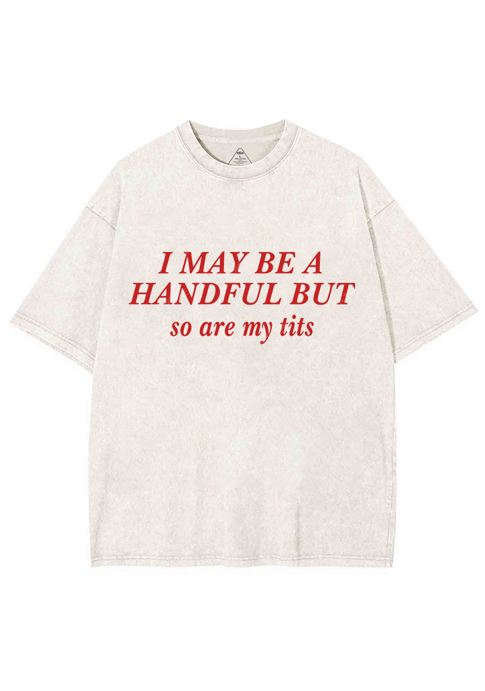 I May Be A Handful Y2K Washed Tee Chicshe