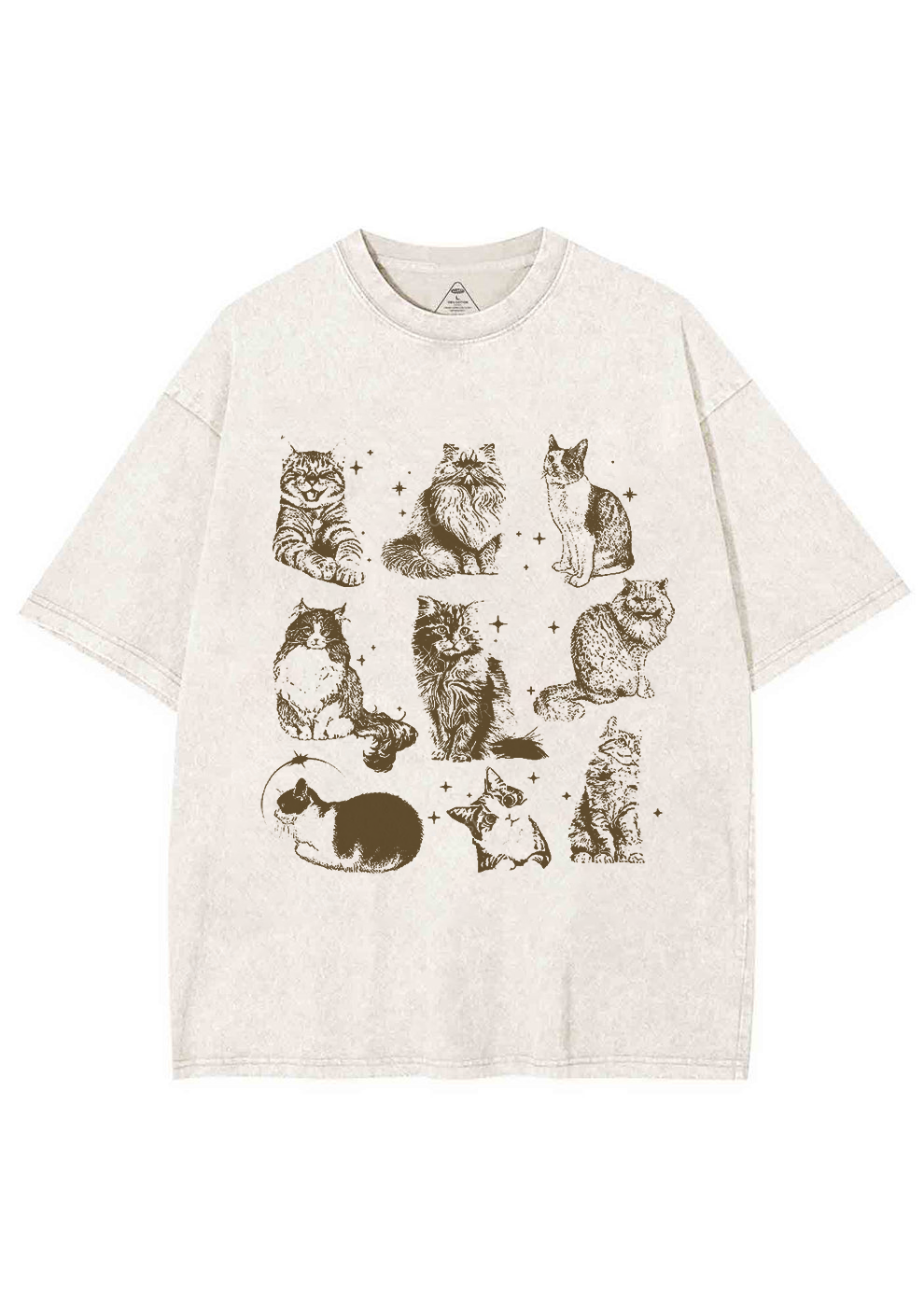 Retro Kitten Y2K Washed Tee Chicshe