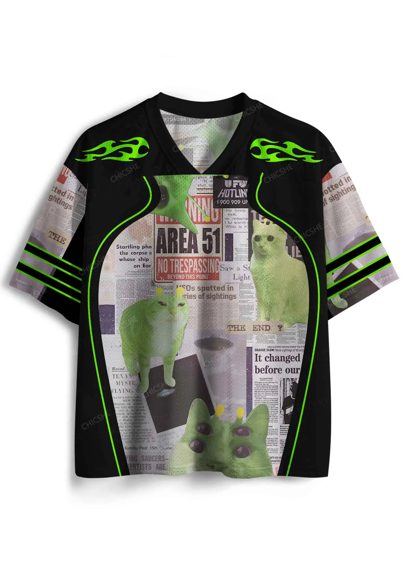 Custom Green Alien Kitten Y2K Sport Jersey Shirts Cherrykitten