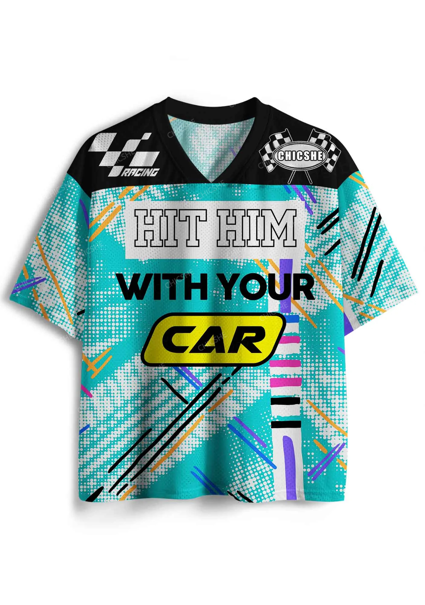 Custom Hit Him With Your Car Y2K Sport Jersey Shirts Chicshe