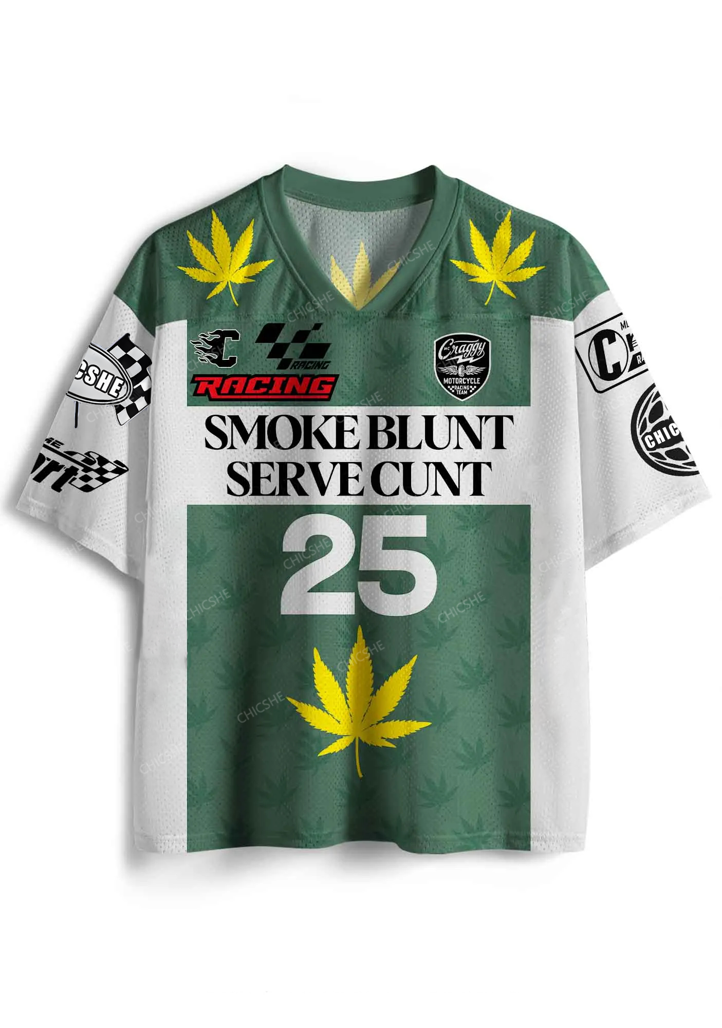 Custom Green Racing Smoke Blunt Y2K Sport Jersey Shirts Cherrykitten