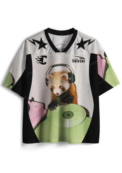 Custom Red Panda DJ Y2K Sport Jersey Shirts Chicshe